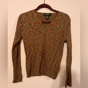 Multi colored ribbed v-neck Henley